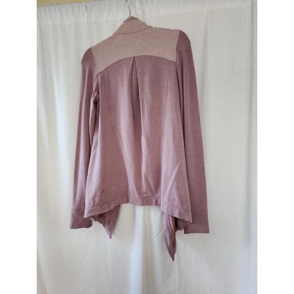 Lululemon Women's 4 Wrap Ribbed Open Front Coast Cardigan Rose Pink Button Neck - Picture 3 of 12